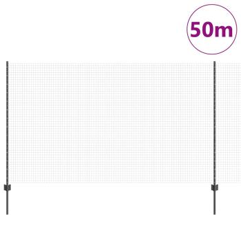 Schweißdrahtzaun mit 44 U-Pfosten Grau 1.4x50 m Stahl