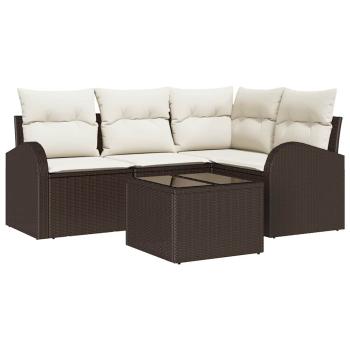 ARDEBO.de - 4-teiliges Garten Sofa Set mit Kissen Grau Poly Rattan