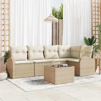 ARDEBO.de - 6-teiliges Garten Sofa Set mit Kissen Braun Poly Rattan