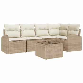 6-teiliges Garten Sofa Set mit Kissen Braun Poly Rattan