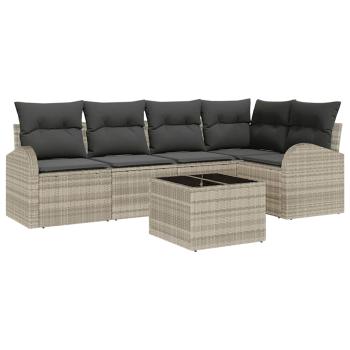 6 teiliges Garten Sofa Set mit Kissen in Grau Poly Rattan