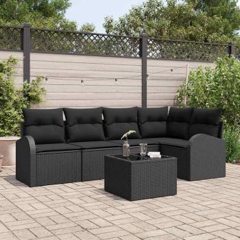 ARDEBO.de - 6-teiliges Garten-Sofa-Set mit Kissen Beige Poly-Rattan