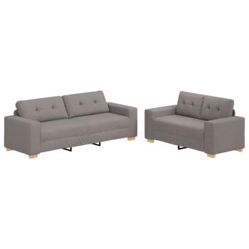 2-teiliges Sofa Set mit Kissen aus taupe Stoff
