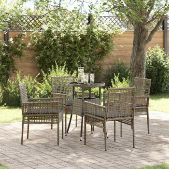 ARDEBO.de - 5-teiliges Garten Esszimmer Set Grau Poly Rattan