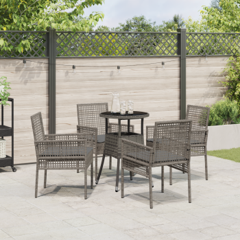5-teiliges Garten Esszimmer Set Grau Poly Rattan