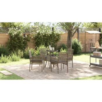 5-teiliges Garten Esszimmer Set Grau Poly Rattan