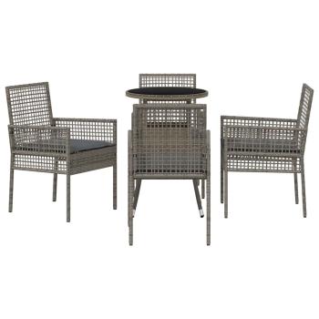 5-teiliges Garten Esszimmer Set Grau Poly Rattan