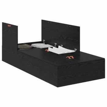 Stauraumbett Schwarz Eiche 75x190 cm Konstruierter Holz