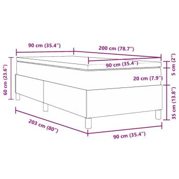Boxspringbett Dunkelgrau und Weiß 90 x 200 cm Cordstoff