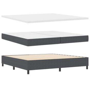 Boxspringbett Dunkelgrau und Weiß 200 x 200 cm Cordstoff