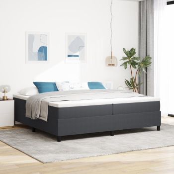 Boxspringbett Dunkelgrau und Weiß 200 x 200 cm Cordstoff