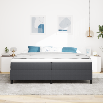 Boxspringbett Dunkelgrau und Weiß 200 x 200 cm Cordstoff