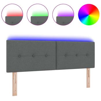 LED Kopfteil mit Knopfheftung Dunkelgrau 80 cm Stoff