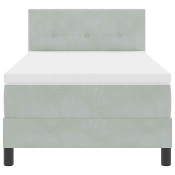 Boxspringbett mit Matratze Hellgrau 100x200 cm Samt
