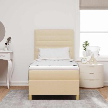 Boxspringbett mit Matratze & LED Creme 100x200 cm Stoff