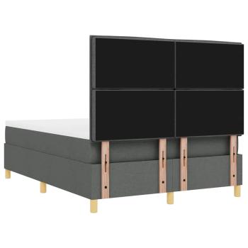 Boxspringbett mit Matratze & LED Dunkelgrau 140x200 cm Stoff