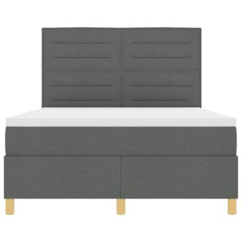 Boxspringbett mit Matratze & LED Dunkelgrau 140x200 cm Stoff