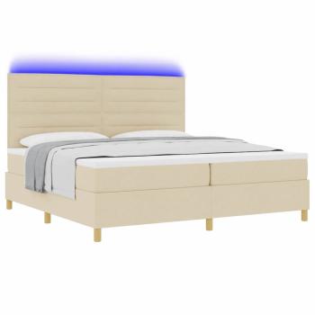 Boxspringbett mit Matratze & LED Creme 200x200 cm Stoff