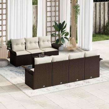 ARDEBO.de - 8-teiliges Garten Sofa Set mit Kissen Braun Poly Rattan
