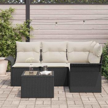 4-teiliges Garten-Sofaset mit Kissen Braun Poly-Rattan