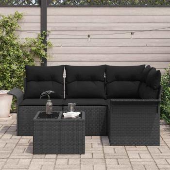 5-teiliges Garten Sofa Set mit Kissen Beige Poly Rattan