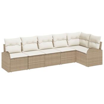 ARDEBO.de - 6-teiliges Garten-Sofa-Set mit Kissen Beige Poly Rattan