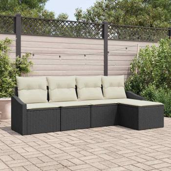 ARDEBO.de - 5-teiliges Garten Sofa Set mit Kissen Schwarz Poly Rattan