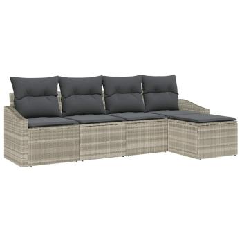 5-teiliges Garten-Sofa-Set mit Kissen in Hellgrau