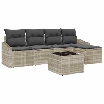 Sofa Set mit Kissen 6 pcs Hellgrau Poly Rattan