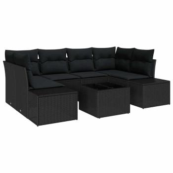 Sofa Set 7 stk. Schwarz [Synthetisch]: Poly Rattan