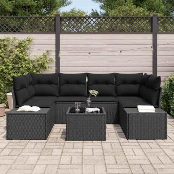 Sofa Set 7 stk. Schwarz [Synthetisch]: Poly Rattan