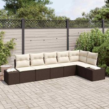 ARDEBO.de - 6-teiliges Garten-Sofa-Set mit Kissen Braun Rattan