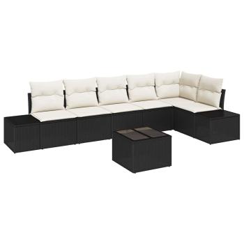 6-teiliges Garten Sofa Set mit Kissen Braun Poly Rattan