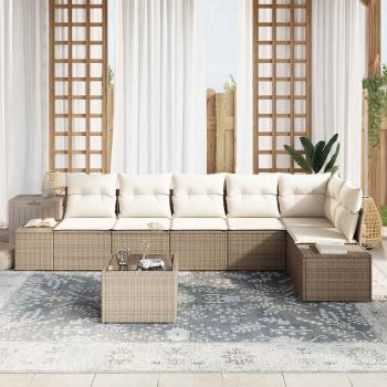 7-teiliges Garten Sofa Set mit Kissen, braunes Poly Rattan