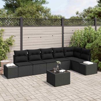 ARDEBO.de - 7-teiliges Garten Sofaset mit Kissen Beige Poly Rattan
