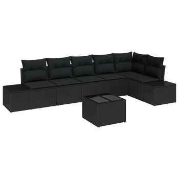 7-teiliges Garten Sofaset mit Kissen Beige Poly Rattan