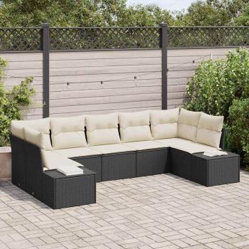 ARDEBO.de - 7-teiliges Garten-Sofaset mit Kissen Schwarz Poly-Rattan