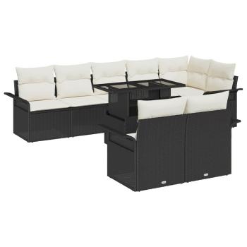 Gartensofa-set 9 stk. Schwarz Poly-Rattan
