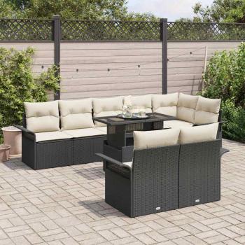 Gartensofa-set 9 stk. Schwarz Poly-Rattan