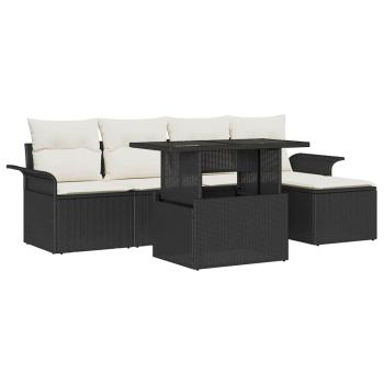 8-teiliges Garten-Sofa-Set mit Kissen Schwarz Poly Rattan