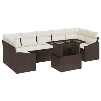 8-teiliges Garten Sofa Set mit Kissen braunes Poly-Rattan