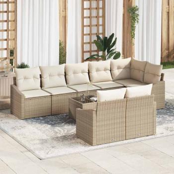 ARDEBO.de - 9-teiliges Garten-Esszimmer-Set mit Kissen Braun Poly-Rattan