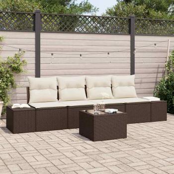 ARDEBO.de - 5-teiliges Garten Sofa Set mit Kissen in Braun aus Poly Rattan