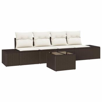 5-teiliges Garten Sofa Set mit Kissen in Braun aus Poly Rattan