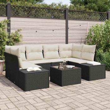 ARDEBO.de - 7-teiliges Garten-Sofa-Set mit Kissen Schwarz Poly-Rattan