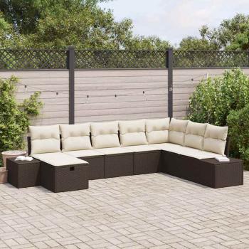 ARDEBO.de - 8-teiliges Garten-Sofa-Set mit Kissen, braunes Poly-Rattan