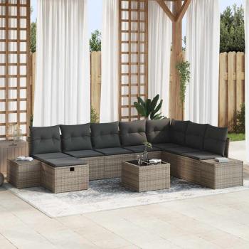 ARDEBO.de - Gartensofa-set 9 stk. Grau Poly-Rattan