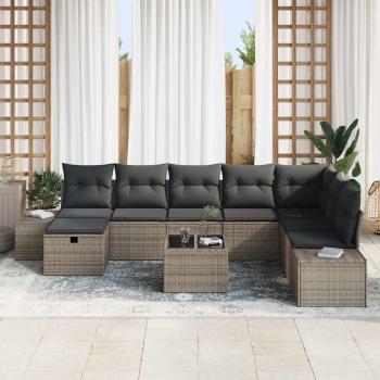 Gartensofa-set 9 stk. Grau Poly-Rattan
