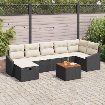 ARDEBO.de - 8-teiliges Garten Sofa Set mit Kissen Schwarz Poly Rattan