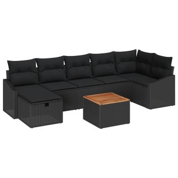 Gartensofa-set 8 stk. Schwarz Poly Rattan